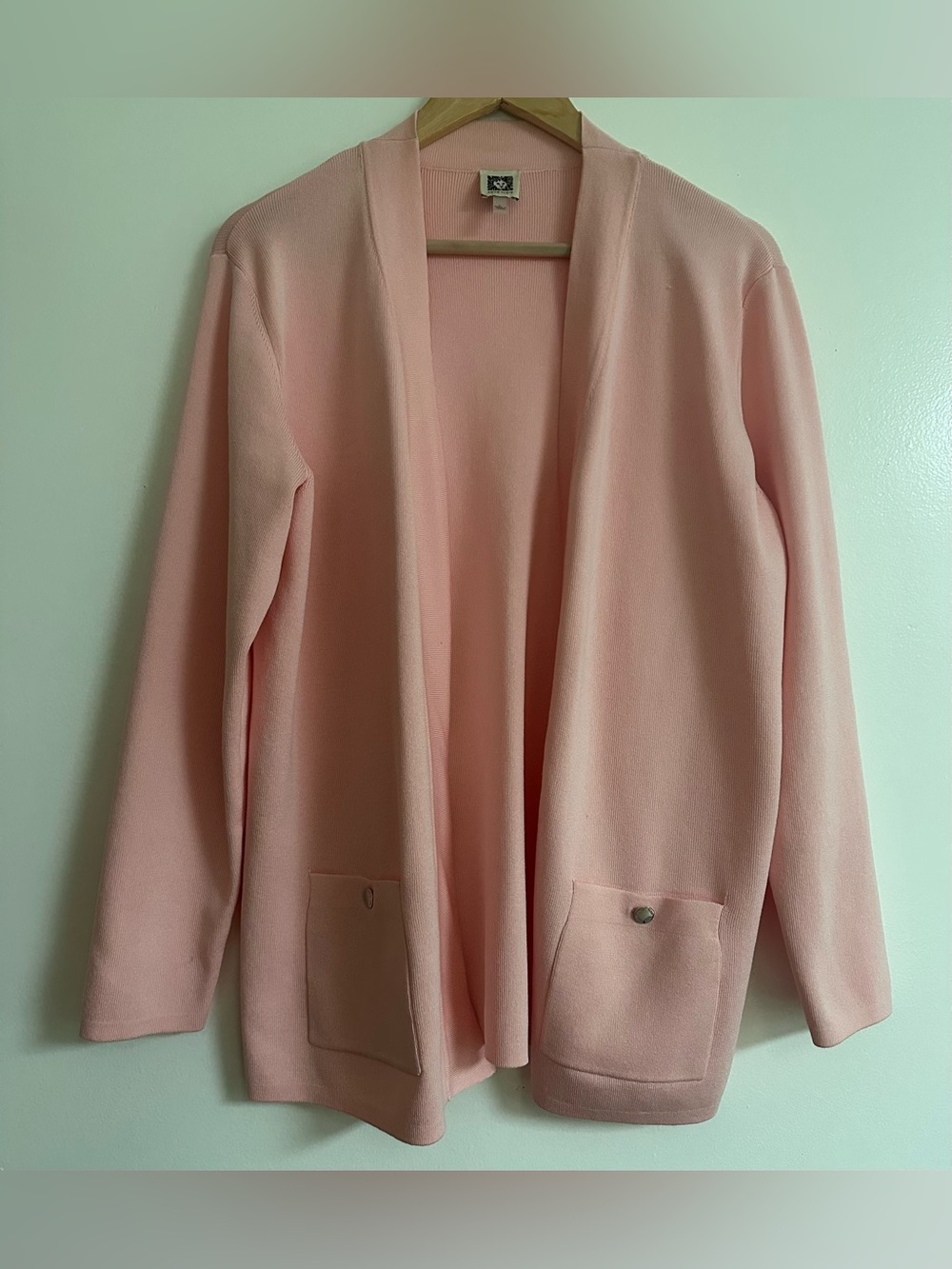 Anne Klein Pink Knit Open Cardigan